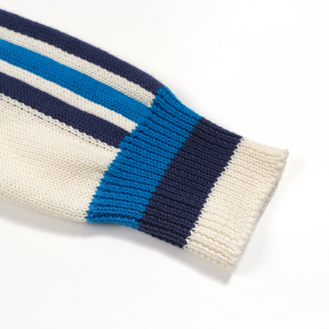 Men's white fashionable artistic striped knitwear