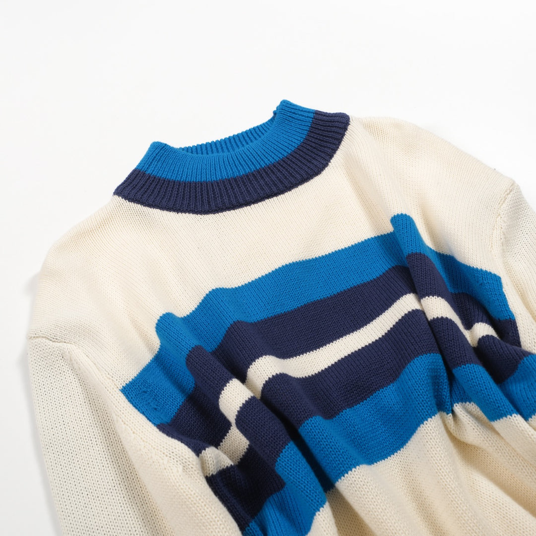 Men's white fashionable artistic striped knitwear