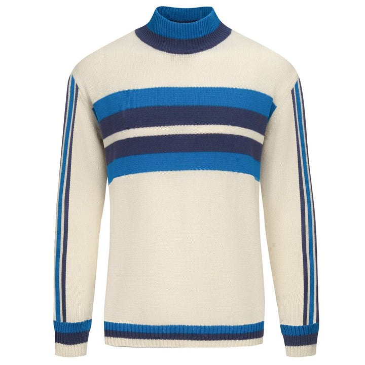 Men's white fashionable artistic striped knitwear