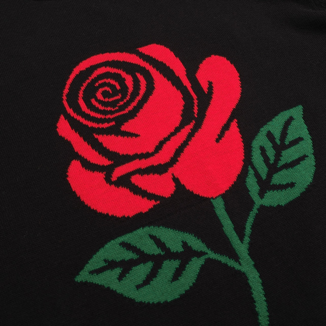 Zwart retro-roze jacquard breiwerk met hoge hals voor heren