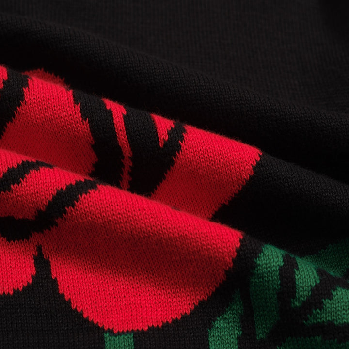 Zwart retro-roze jacquard breiwerk met hoge hals voor heren