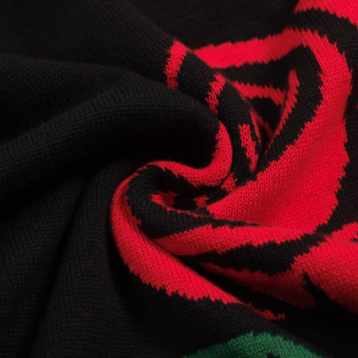 Zwart retro-roze jacquard breiwerk met hoge hals voor heren