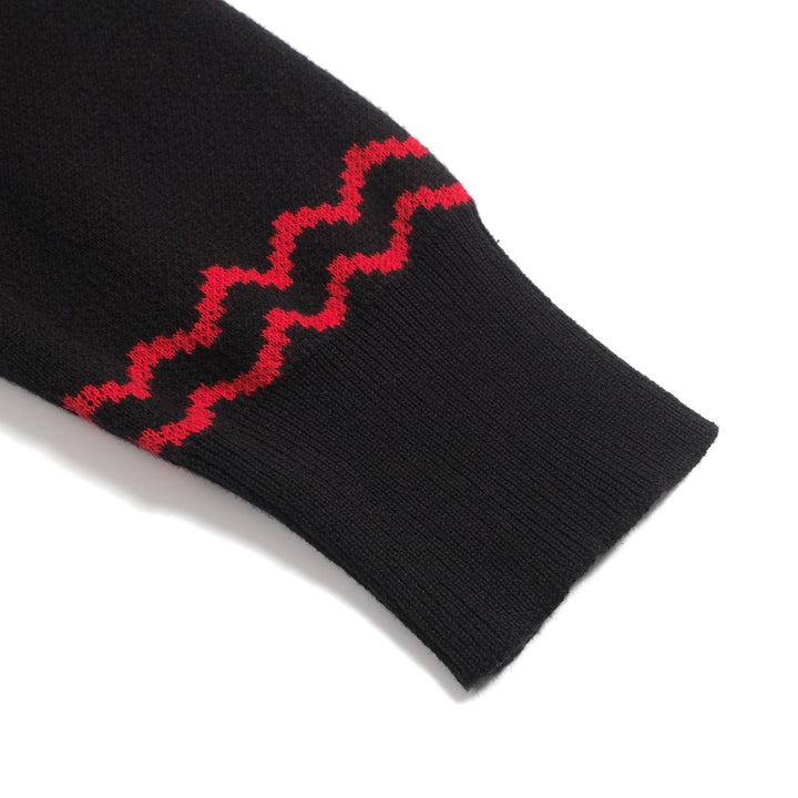 Men's black spider-web vintage striped high-neck knitwear