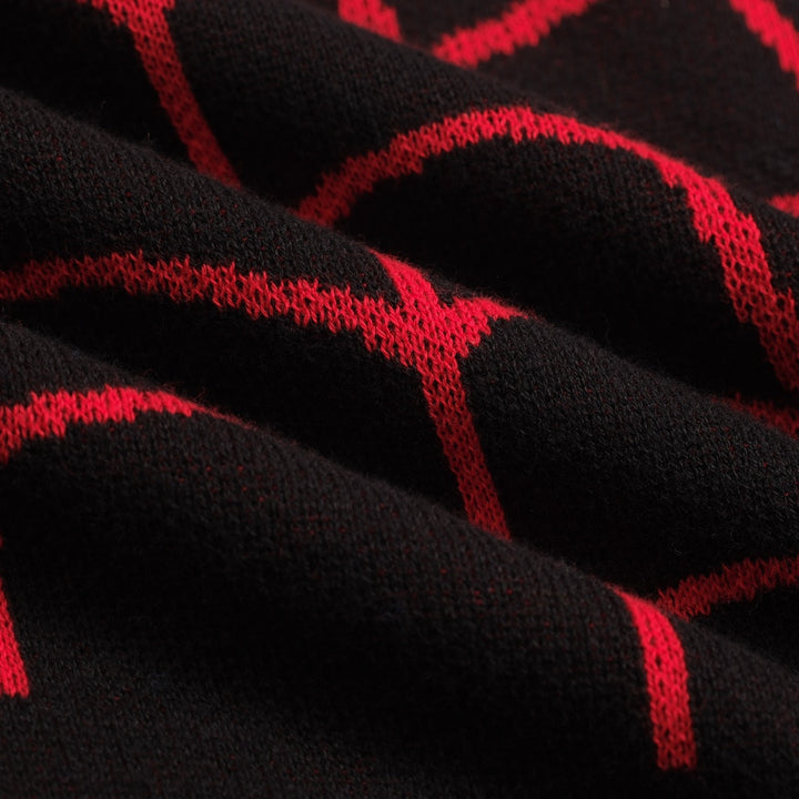 Men's black spider-web vintage striped high-neck knitwear