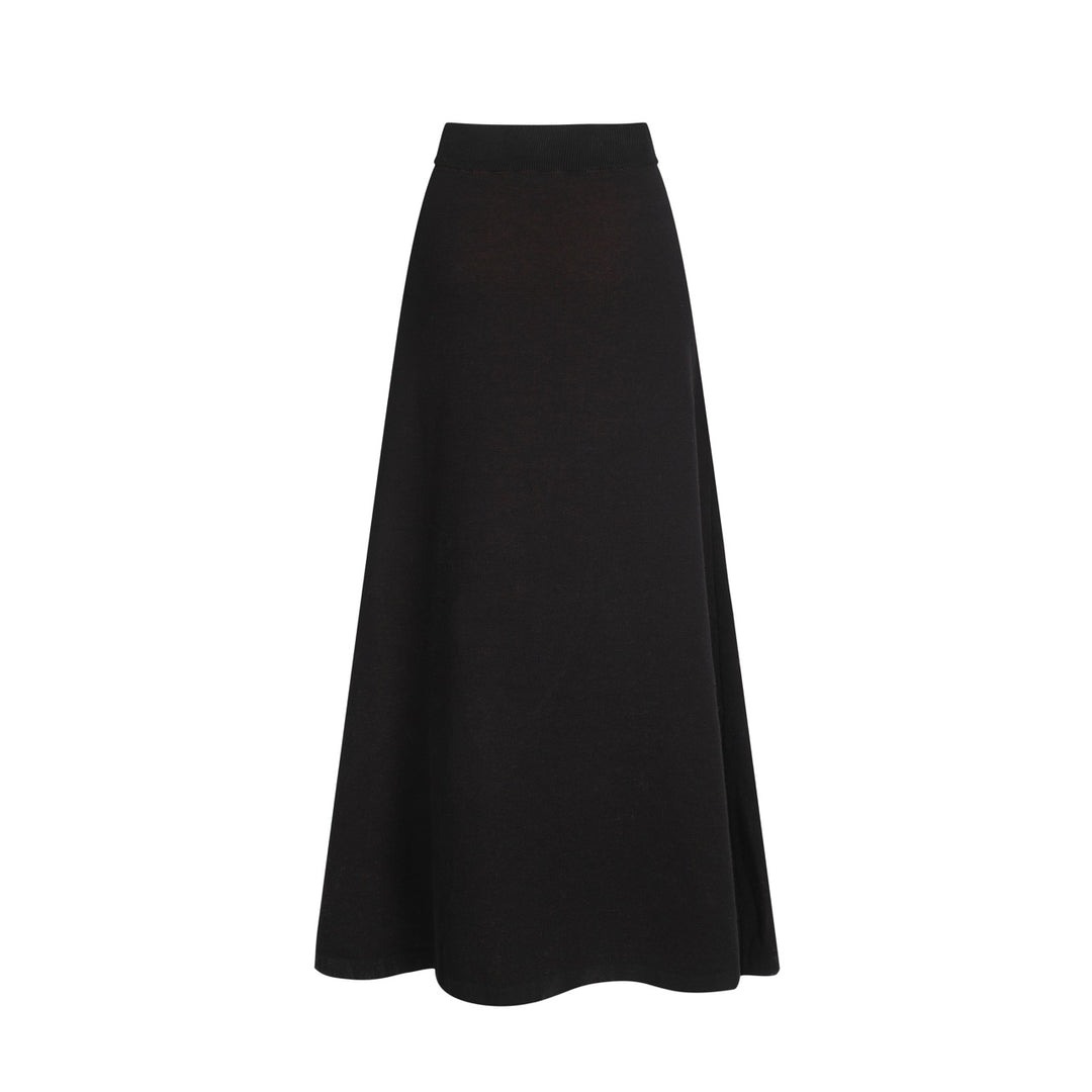 Saia feminina de malha jacquard preta retrô rosa arte