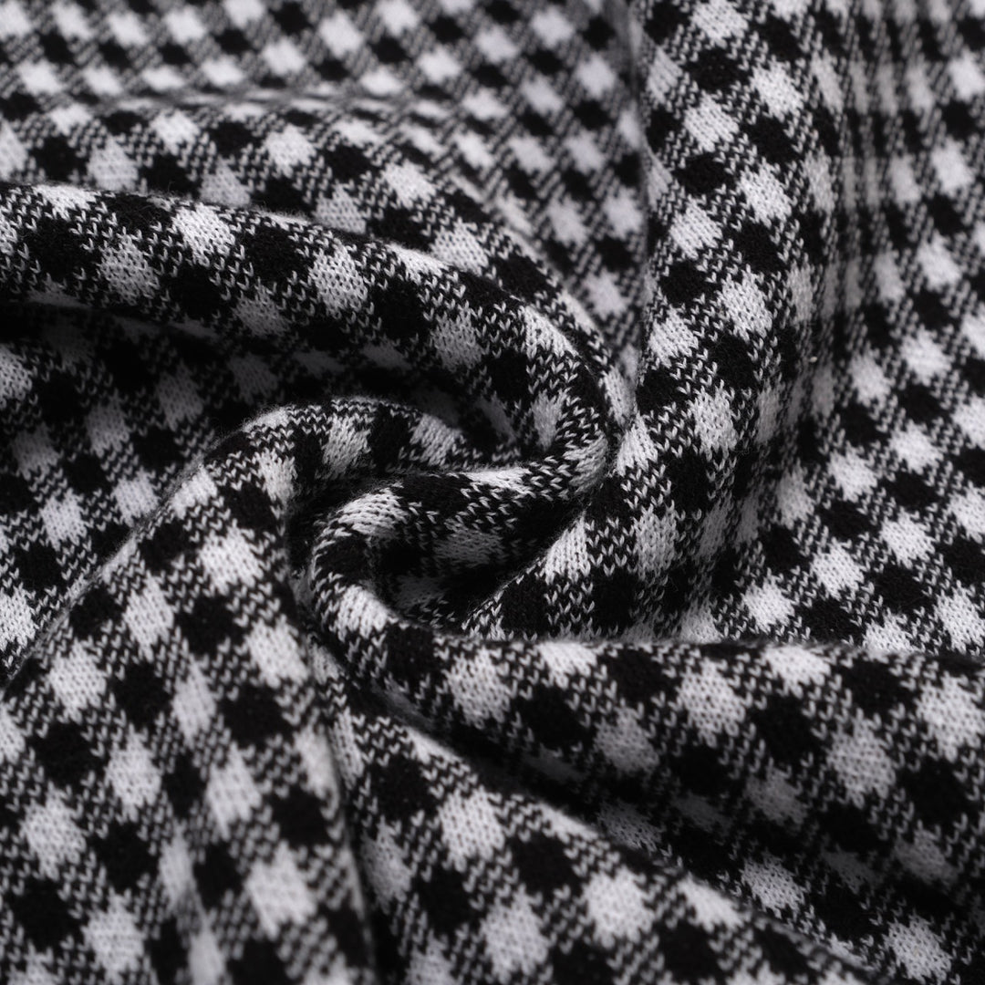 Camisa pólo jacquard masculina retrô preta elegante com padrão de rua