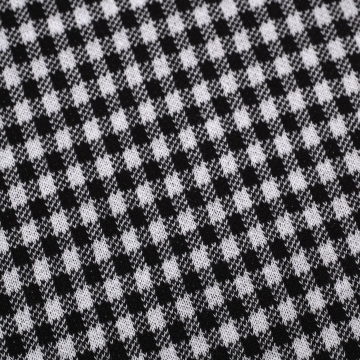 Camisa pólo jacquard masculina retrô preta elegante com padrão de rua