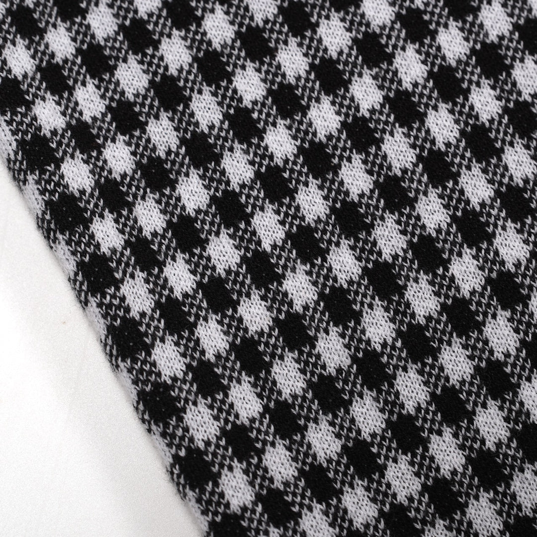 Camisa pólo jacquard masculina retrô preta elegante com padrão de rua