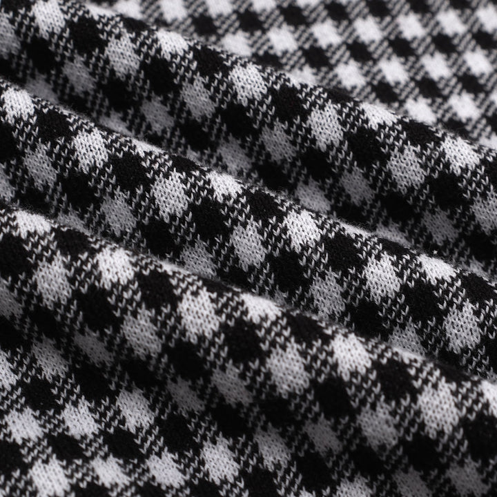 Camisa pólo jacquard masculina retrô preta elegante com padrão de rua