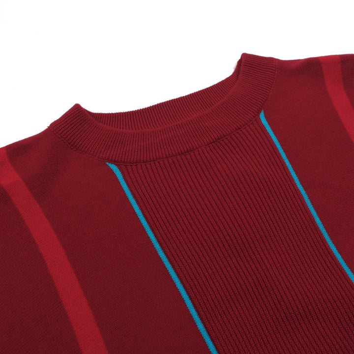 Men's red vintage striped artistic fashion street jacquard knitwear