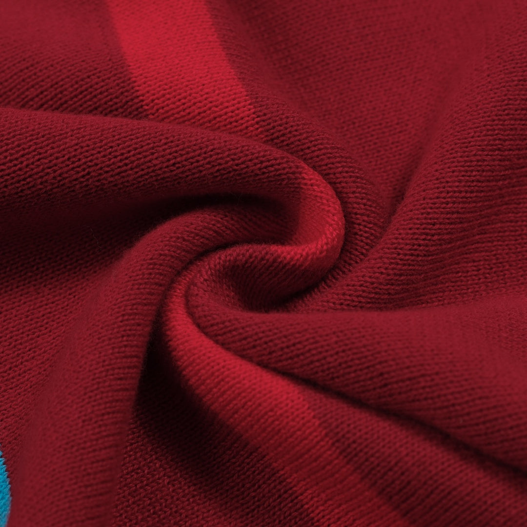 Men's red vintage striped artistic fashion street jacquard knitwear