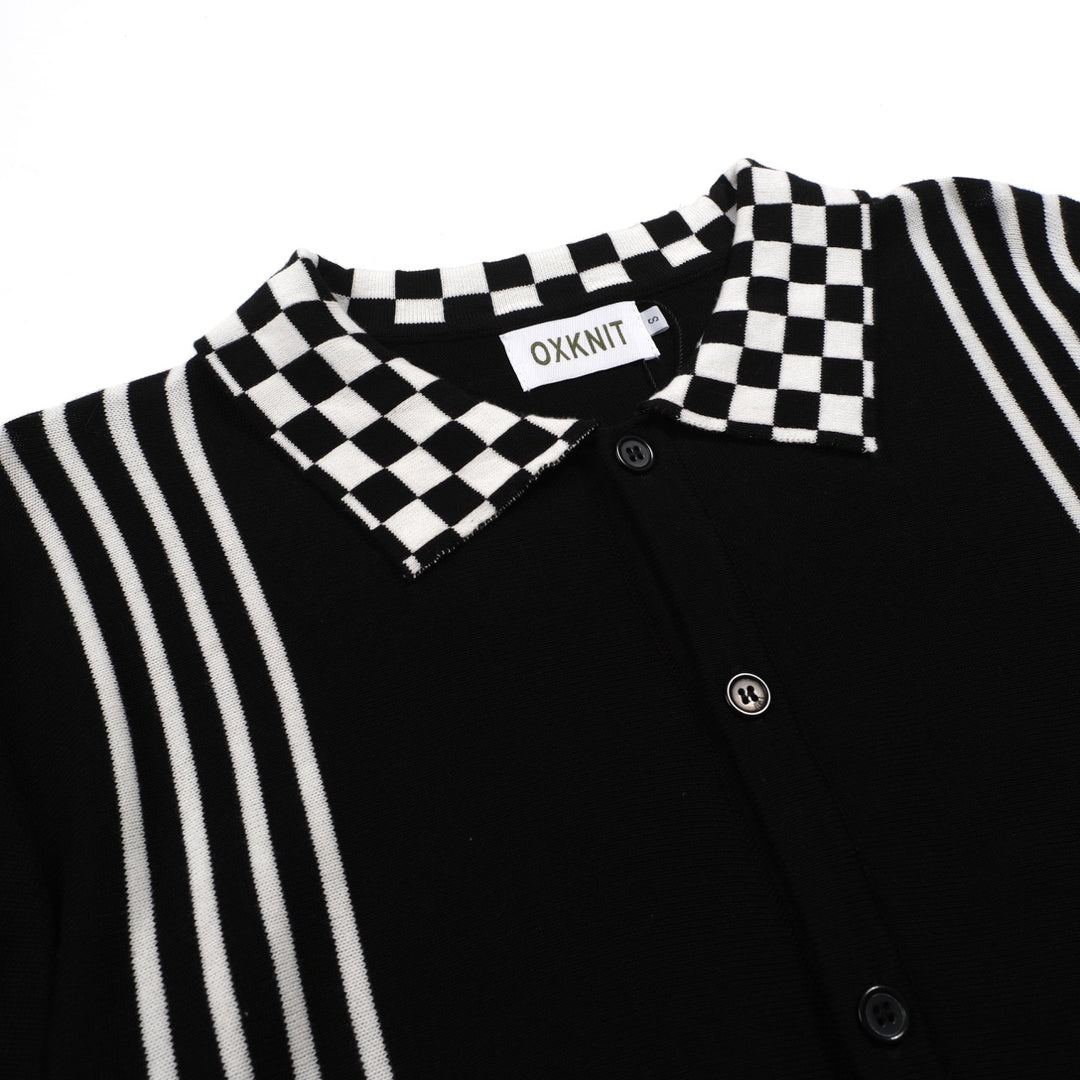 Men's black vintage striped artistic fashion street cardigan