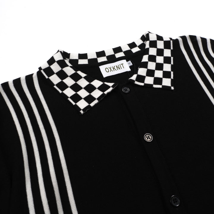 Men's black vintage striped artistic fashion street cardigan