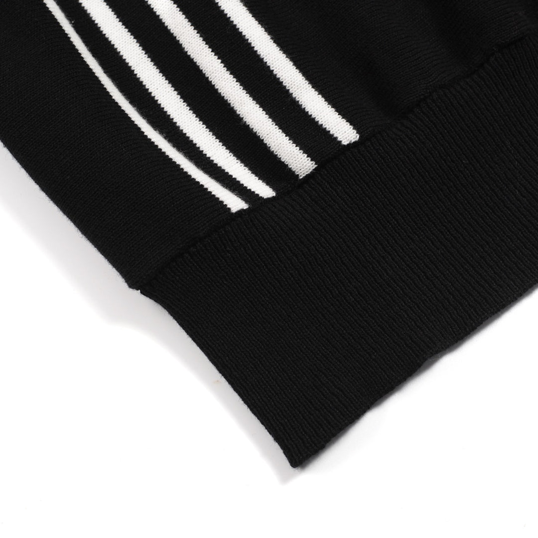 Men's black vintage striped artistic fashion street cardigan