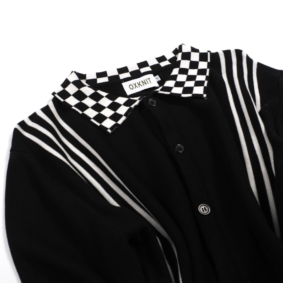 Men's black vintage striped artistic fashion street cardigan