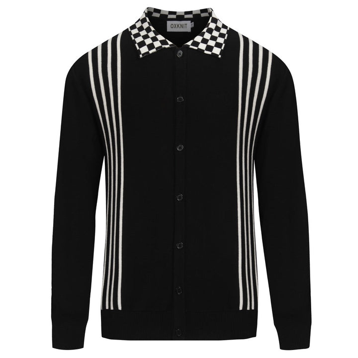 Men's black vintage striped artistic fashion street cardigan
