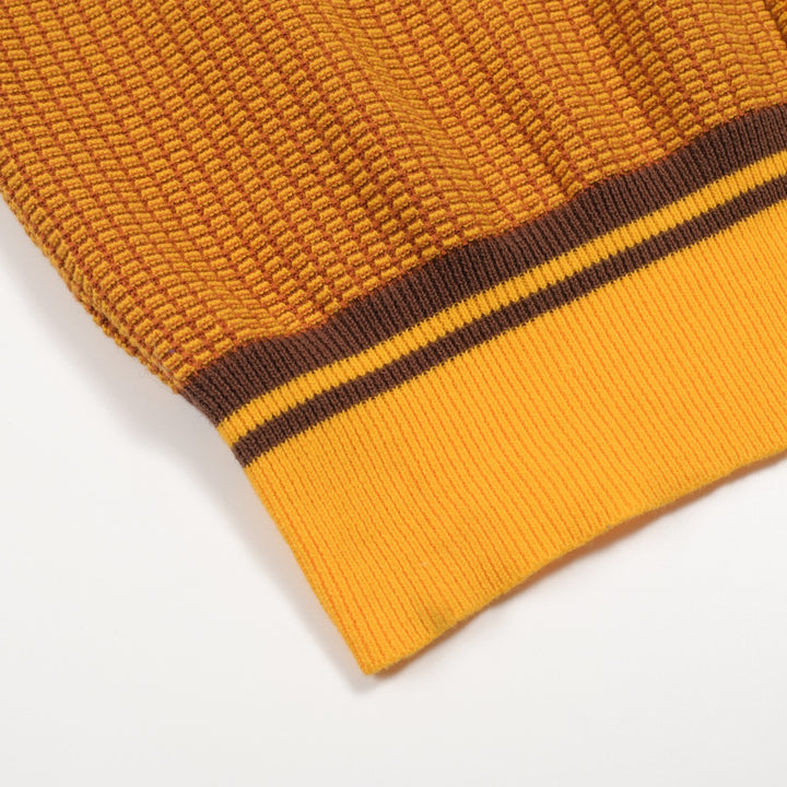 Cardigã masculino amarelo retrô elegante de arte de rua