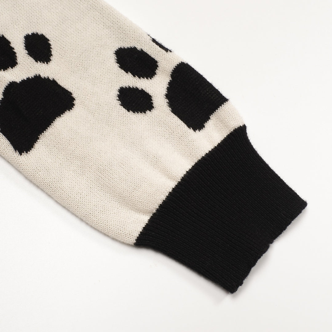 Kvinders hvide abrikos kunstnerisk kat retro mode Jacquard strik