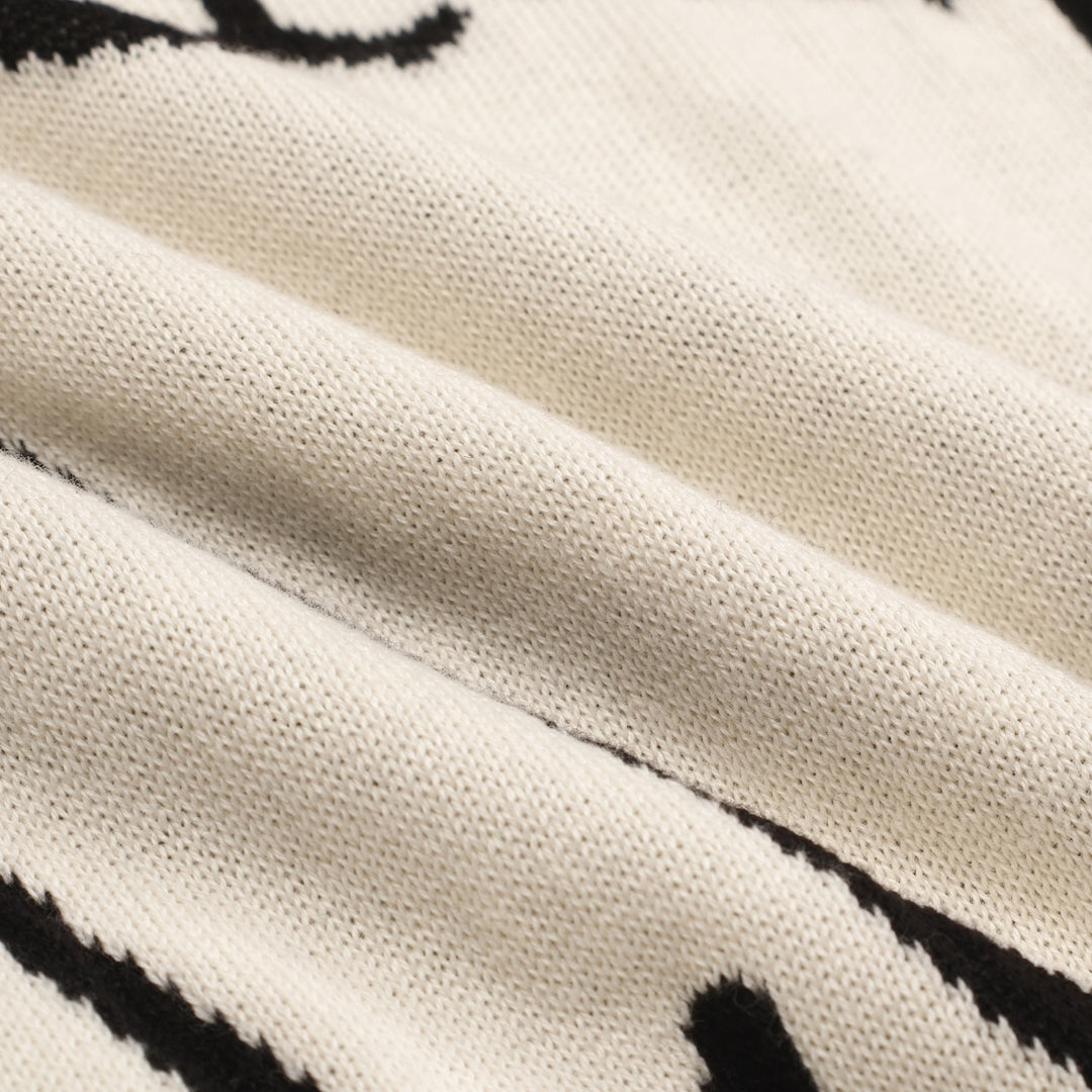 Kvinders hvide abrikos kunstnerisk kat retro mode Jacquard strik