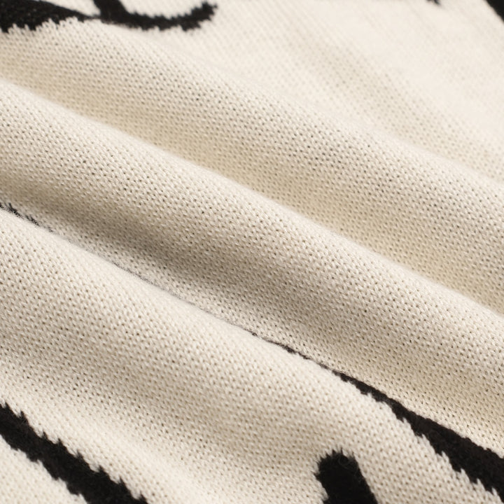 Kvinders hvide abrikos kunstnerisk kat retro mode Jacquard strik