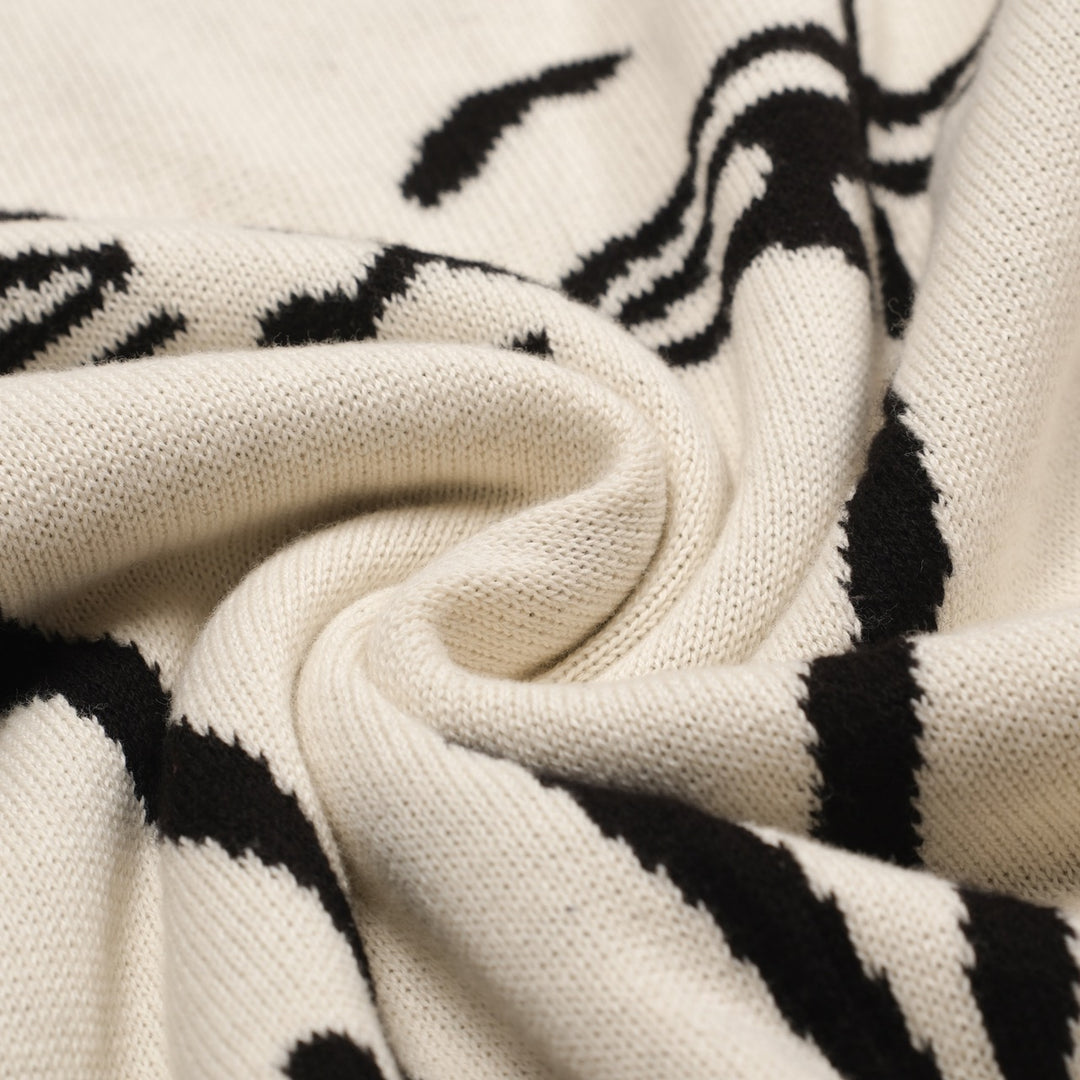 Kvinders hvide abrikos kunstnerisk kat retro mode Jacquard strik