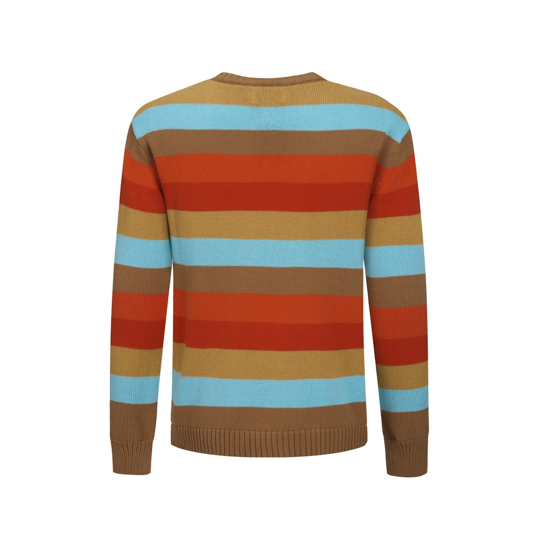 Mehrfarbige, künstlerische Retro-Street-Jacquard-Rundhals-Strickware für Herren