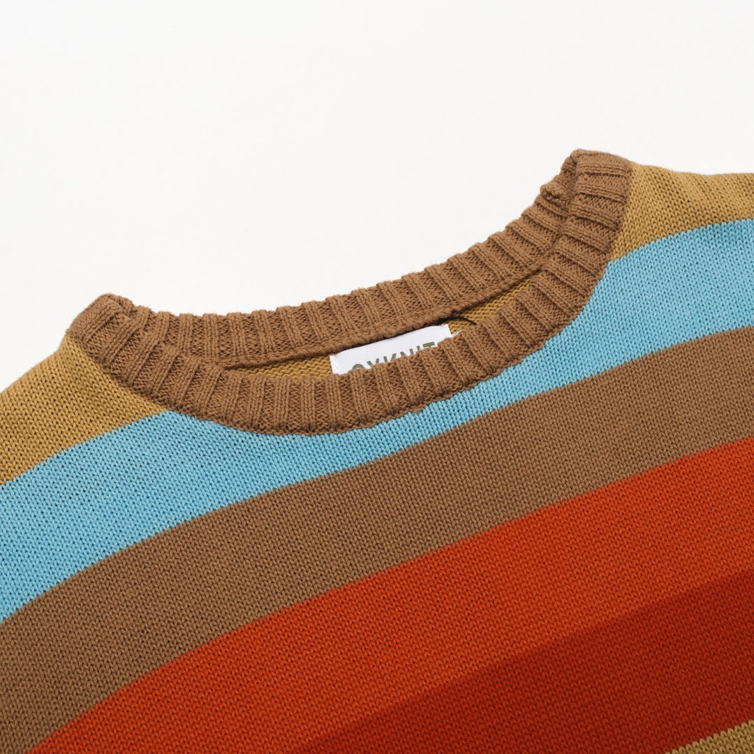 Mehrfarbige, künstlerische Retro-Street-Jacquard-Rundhals-Strickware für Herren