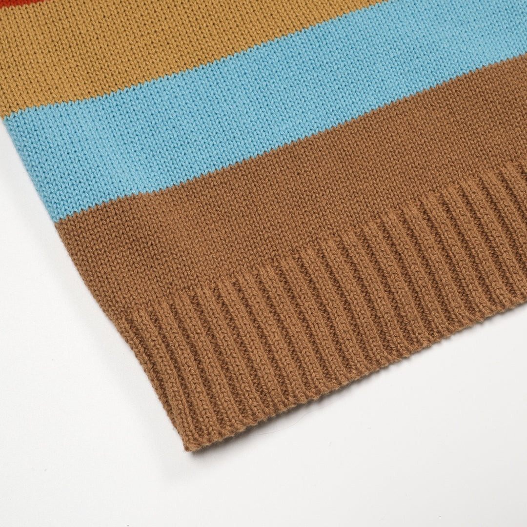 Mehrfarbige, künstlerische Retro-Street-Jacquard-Rundhals-Strickware für Herren