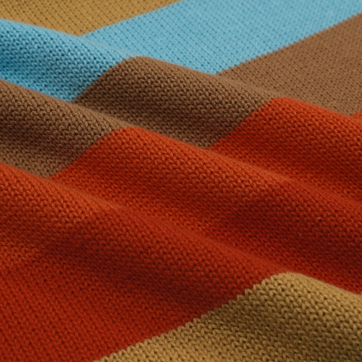 Mehrfarbige, künstlerische Retro-Street-Jacquard-Rundhals-Strickware für Herren