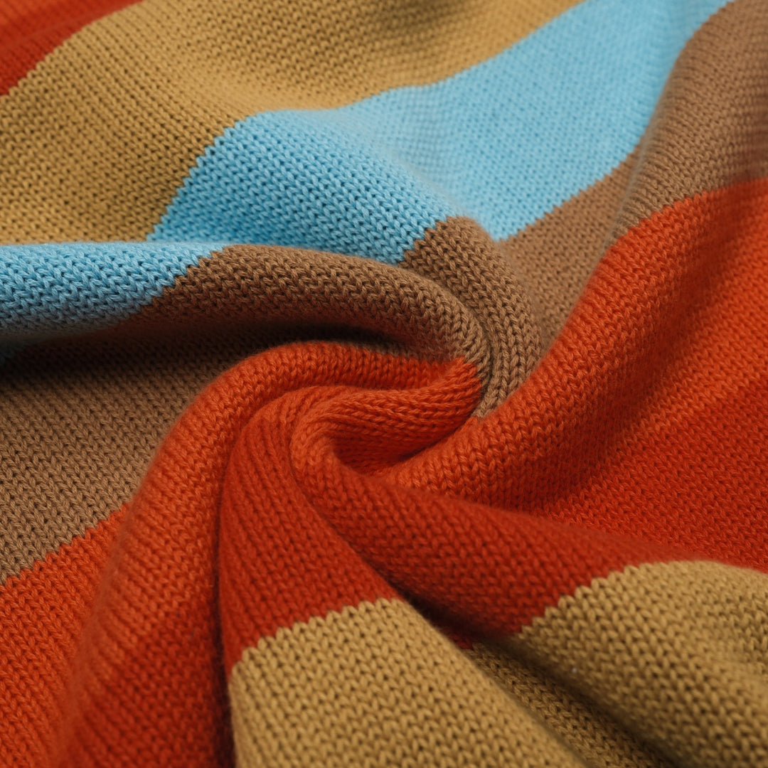 Mehrfarbige, künstlerische Retro-Street-Jacquard-Rundhals-Strickware für Herren