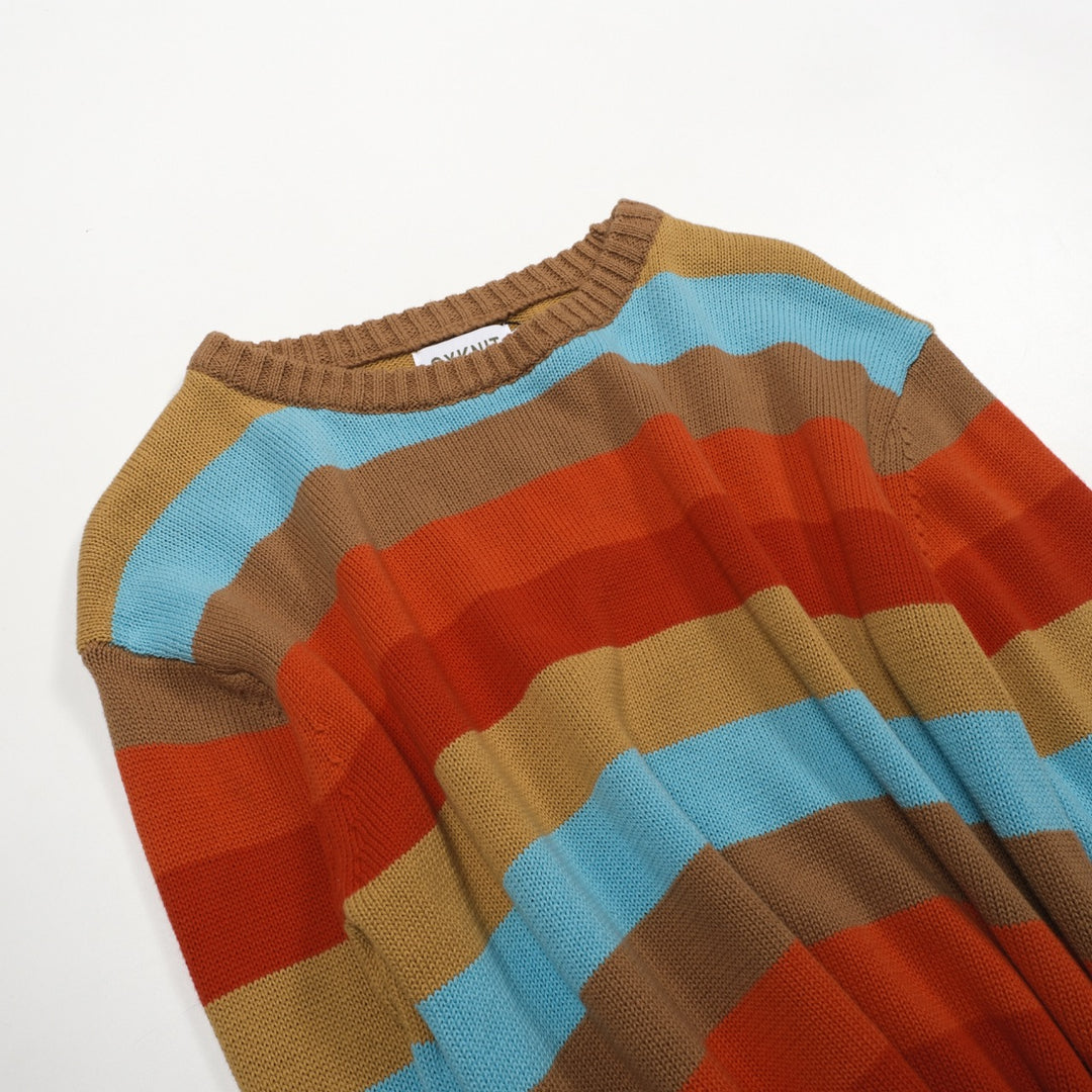 Mehrfarbige, künstlerische Retro-Street-Jacquard-Rundhals-Strickware für Herren