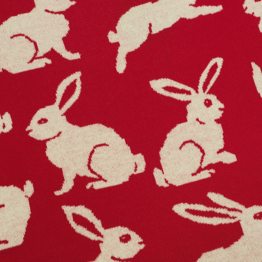 Women's Red Art Rabbit Classic Vintage Knitwear