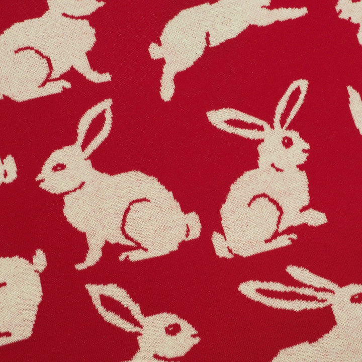 Women's Red Art Rabbit Classic Vintage Knitwear