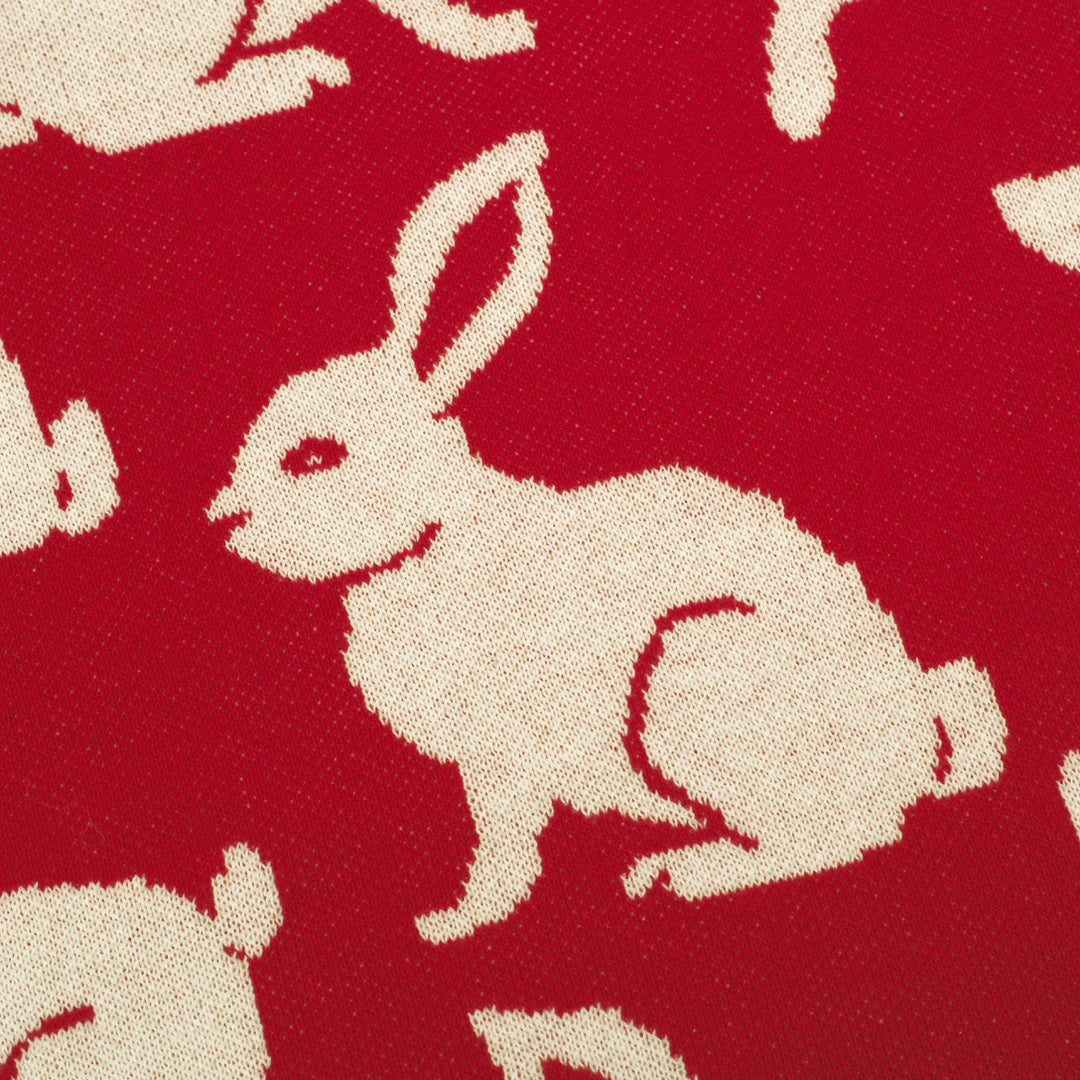 Women's Red Art Rabbit Classic Vintage Knitwear