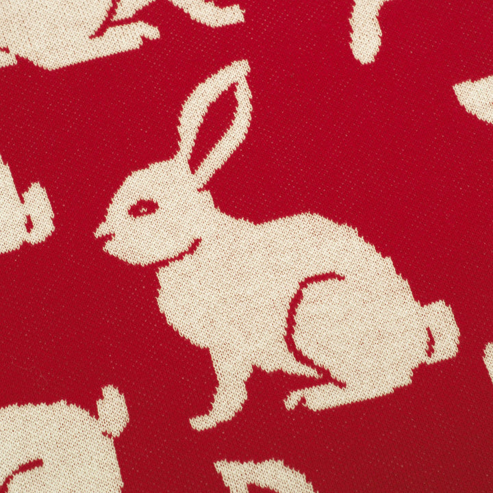 Women's Red Art Rabbit Classic Vintage Knitwear