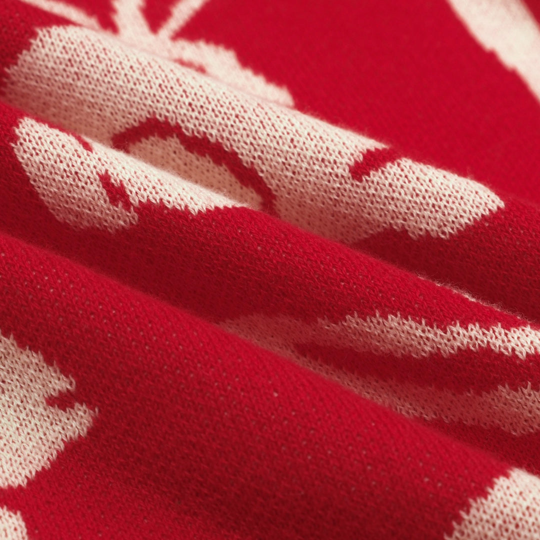 Women's Red Art Rabbit Classic Vintage Knitwear