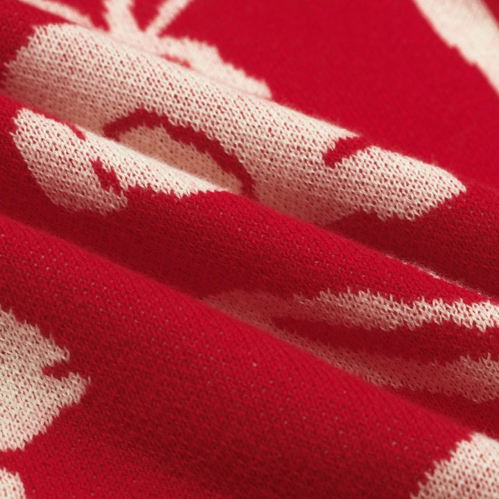 Women's Red Art Rabbit Classic Vintage Knitwear