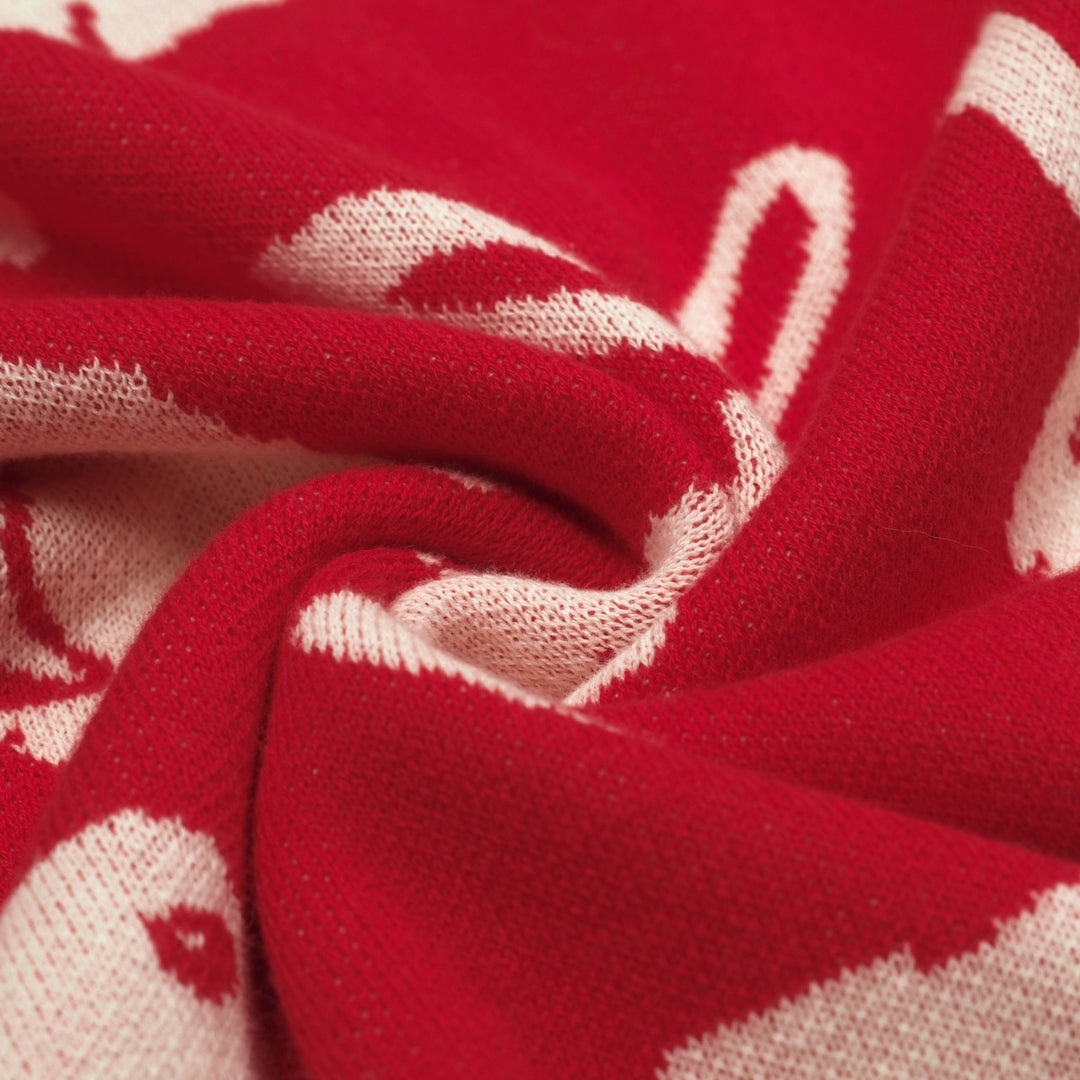 Women's Red Art Rabbit Classic Vintage Knitwear