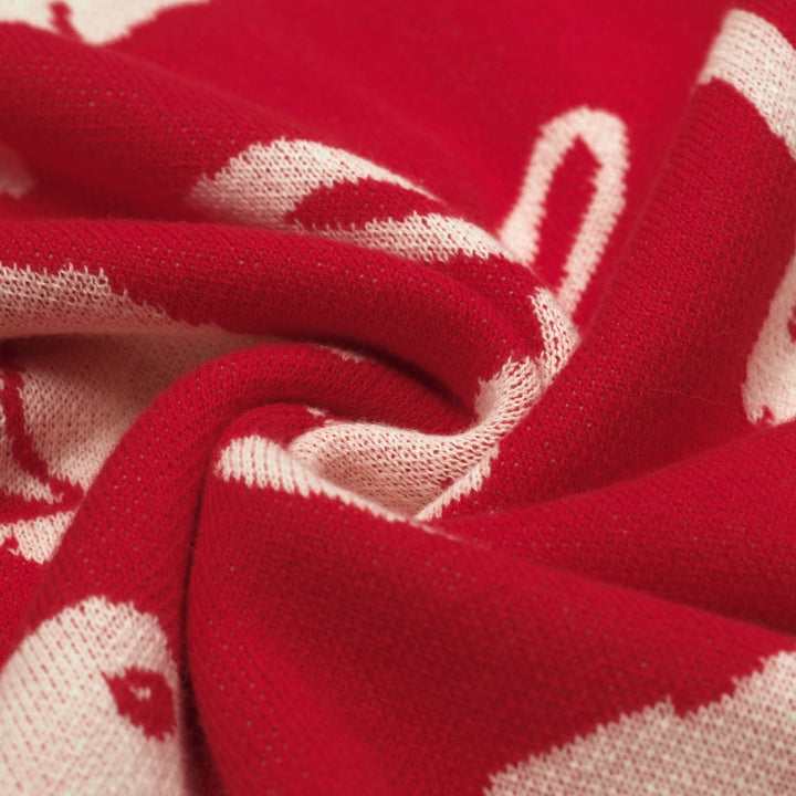 Women's Red Art Rabbit Classic Vintage Knitwear