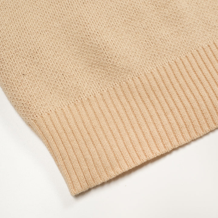 Kakifarvet, retro jacquardstrikket cardigan med dyreprint til mænd