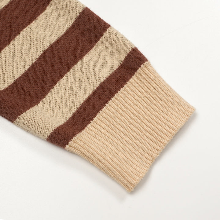 Kakifarvet, retro jacquardstrikket cardigan med dyreprint til mænd