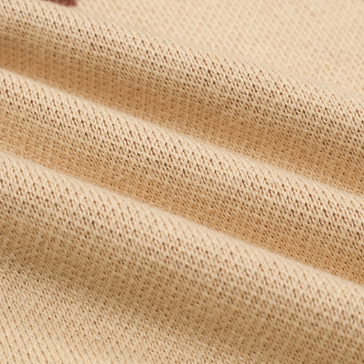 Kakifarvet, retro jacquardstrikket cardigan med dyreprint til mænd