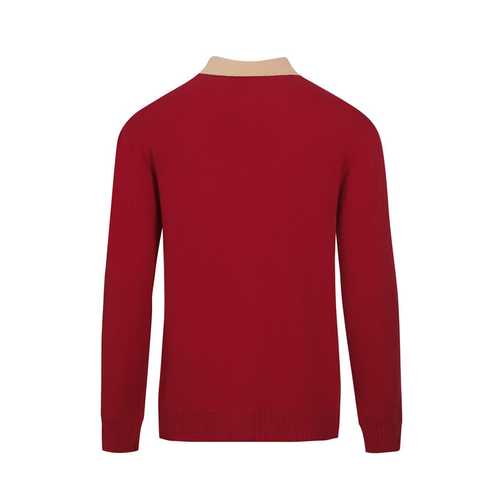 Men's Red Classic Vintage Fashion Jacquard Knitted Cardigan