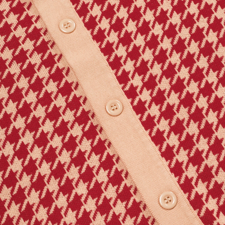 Men's Red Classic Vintage Fashion Jacquard Knitted Cardigan