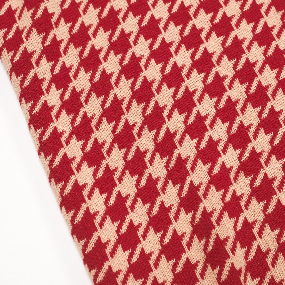 Men's Red Classic Vintage Fashion Jacquard Knitted Cardigan