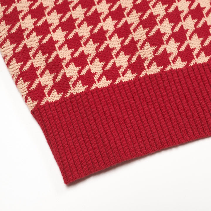 Men's Red Classic Vintage Fashion Jacquard Knitted Cardigan