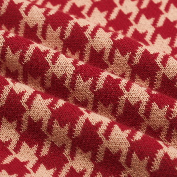 Men's Red Classic Vintage Fashion Jacquard Knitted Cardigan