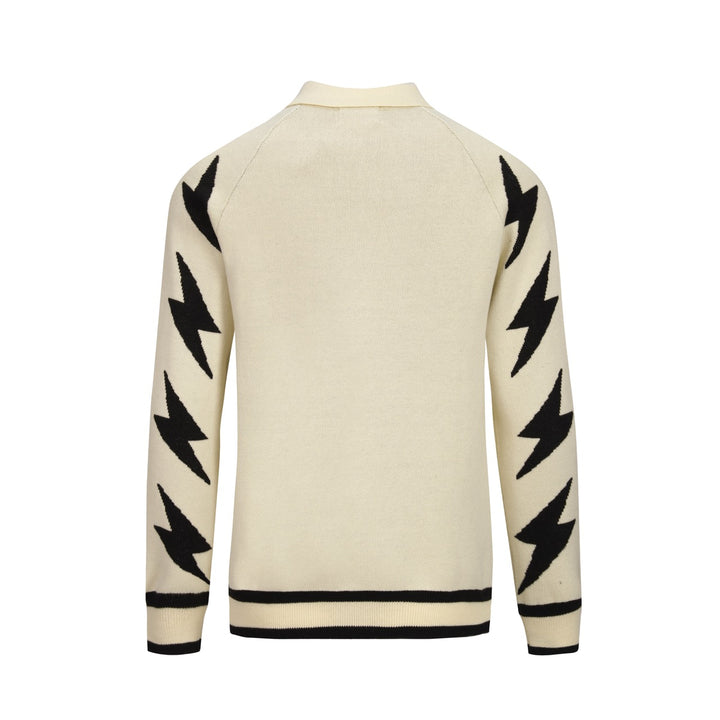 Abrikos Klassisk Retro Lightning Jacquard strikket cardigan til mænd