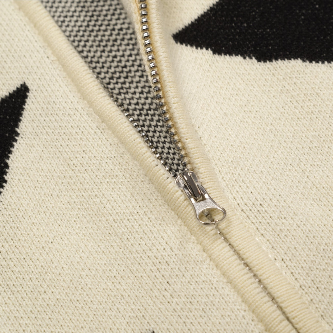 Abrikos Klassisk Retro Lightning Jacquard strikket cardigan til mænd