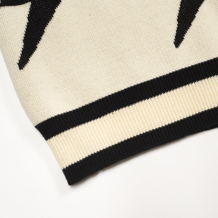 Abrikos Klassisk Retro Lightning Jacquard strikket cardigan til mænd